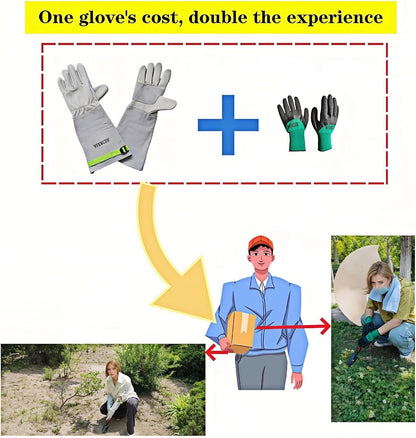 Gardening Gloves for Women/Men,Rose Pruning Long Leather Garden Gloves Thorn Proof