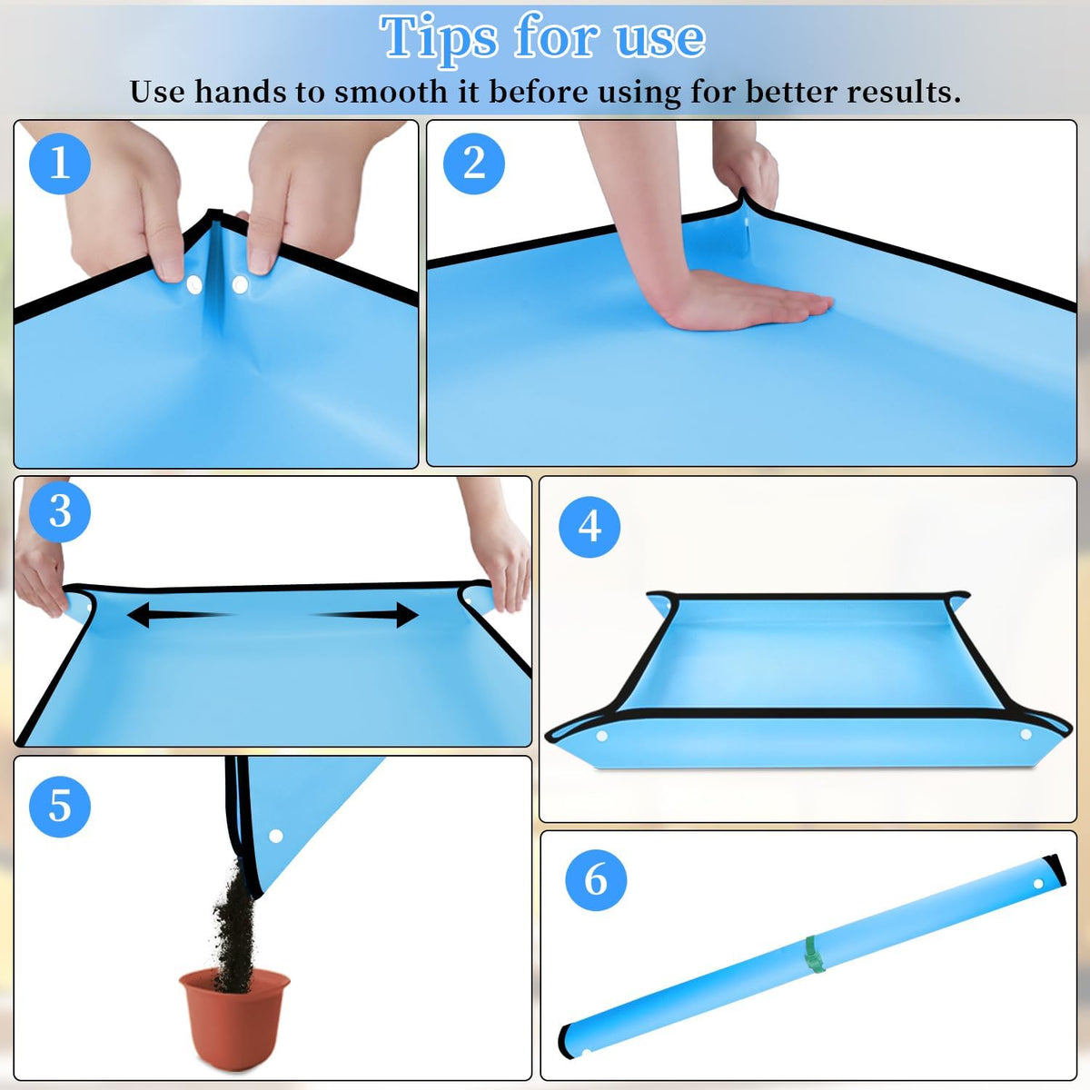 SupKing Repotting Mat 29.5"x 29.5" for Indoor Plant Transplanting Large Blue Garden Mat Gift for