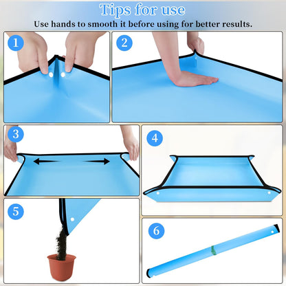 SupKing Repotting Mat 29.5"x 29.5" for Indoor Plant Transplanting Large Blue Garden Mat Gift for