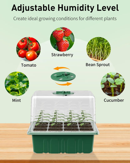 Pawfly 6 Pack Seed Starter Kit, 72 Cells, Seed Starter Trays with Adjustable Grow Lights & 3.9"