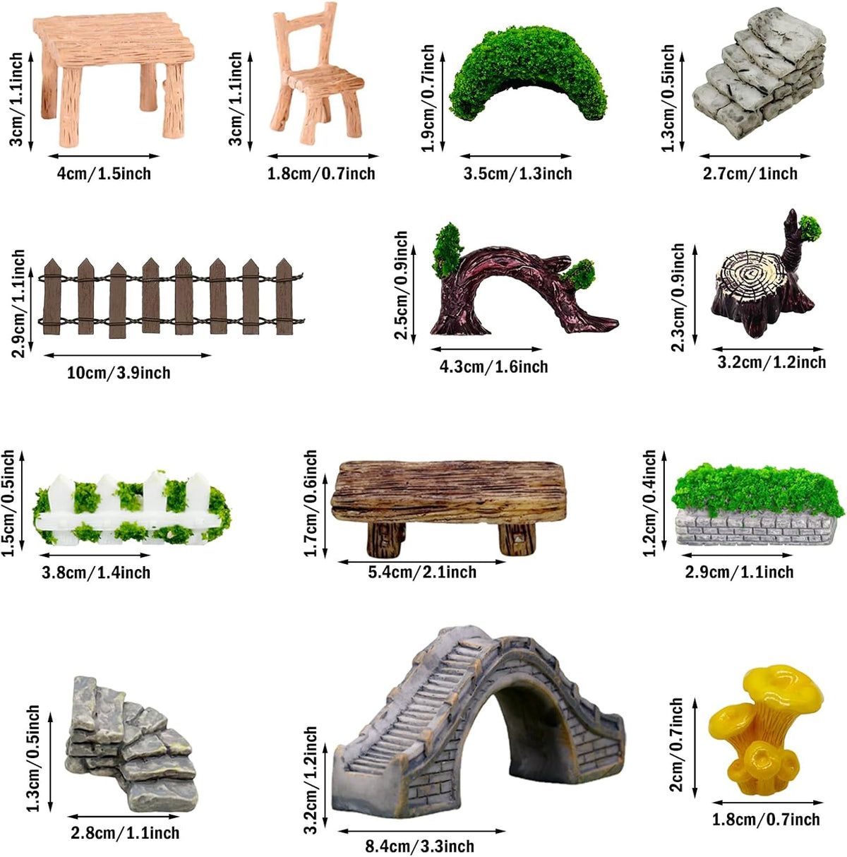 Cayway 83 PCS Fairy Garden Accessories Outdoor, Mixed Model Trees for DIY Craft Garden Decoration