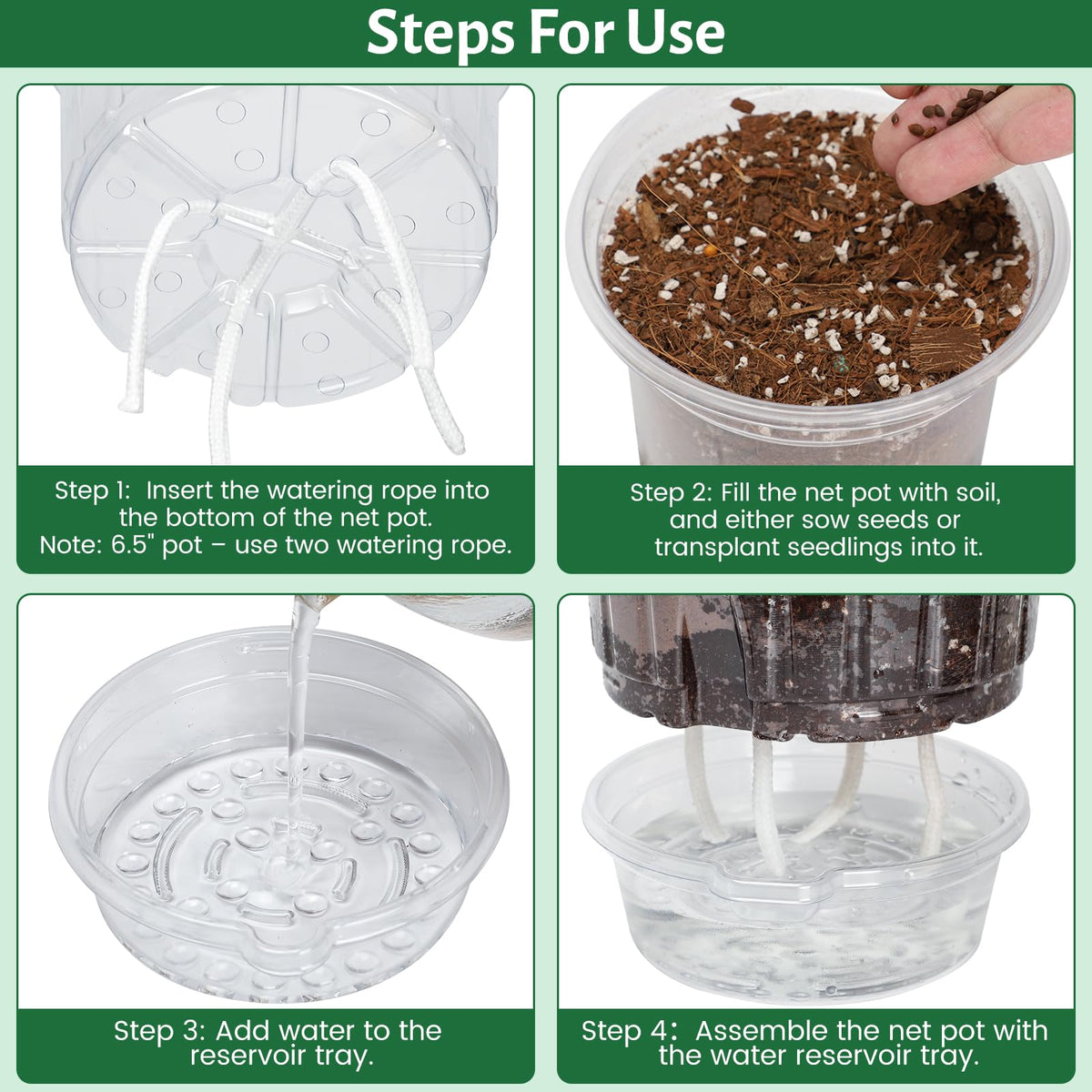 Bluepro Self Watering Pots for Indoor Plants, 4/5/6.5 Inch, 18-Pack