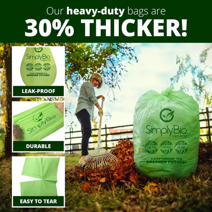 60-64 Gallon Compostable Trash Bags 12 Bags with Flat-Top Large Compost Bags Thick 1.57 Mil, 242.72