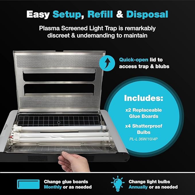 Catchmaster Vector Plasma Screened Light Trap, UV Light Fly Traps, Gnat Traps for House Indoor