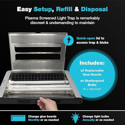 Catchmaster Vector Plasma Screened Light Trap, UV Light Fly Traps, Gnat Traps for House Indoor