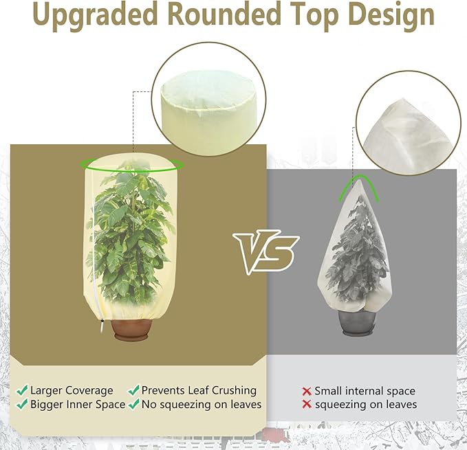 2 Pack Rounded Top Plant Covers Freeze Protection for Winter, Plant Covers for Winter, 47" X 72"