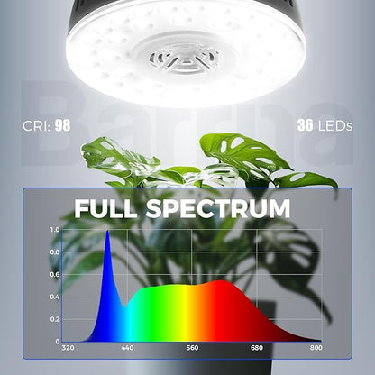 Barrina Orbgrow OG09 Puck Grow Light, 5000K 54W(6 x 9W, 810 Watt Equiv), Full Spectrum Plant Light