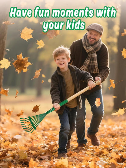 Kids Friendly Rakes for Leaves - 28" Child Size Small Rake with Durable Metal Head & Hardwood