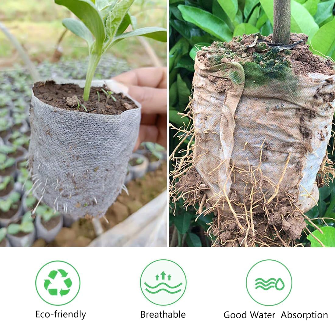 Belit 50 Pcs Non-Woven Plant Nursery Bags, Seedling Pots Container for Vegetable, Flower, Plant