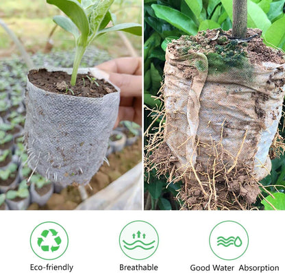 Belit Nursery Growing Bags, 100 Pcs Fabric Seedling Pots Non-Woven Pouch for Gardening Seed Plant