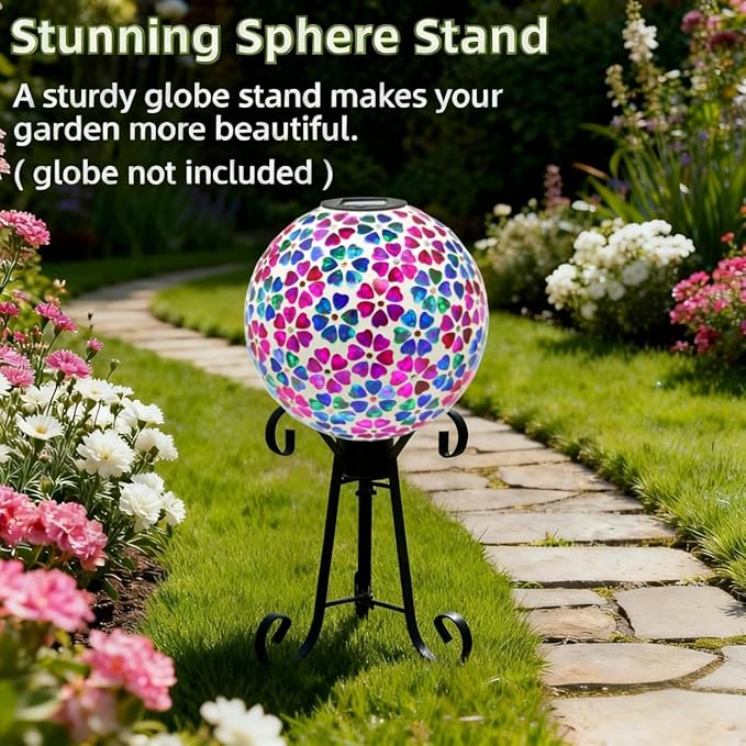 VOREEN 10-Inch Metal Gazing Ball Stand for 8-12 Inch Garden Globe, Outdoor Decor Garden Yard