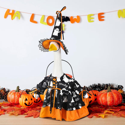 Suzile Halloween Goose Outfit Clothes for 23 Inch High Cement or Plastic Geese Ghost Lawn Porch
