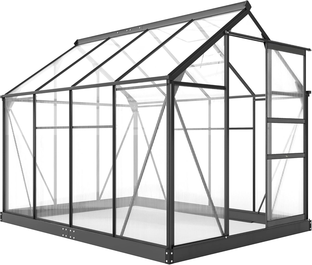 Outsunny 6' x 8' Greenhouse for Outdoors, Polycarbonate Greenhouse with Rain Gutter and Roof Vent