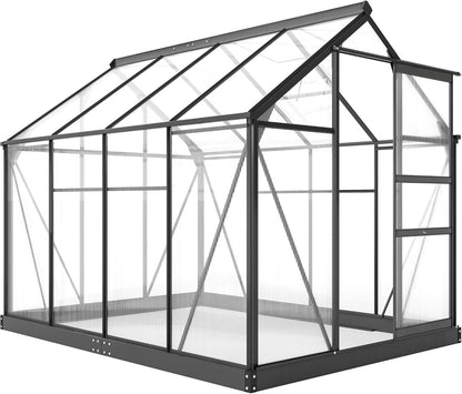 Outsunny 6' x 8' Greenhouse for Outdoors, Polycarbonate Greenhouse with Rain Gutter and Roof Vent