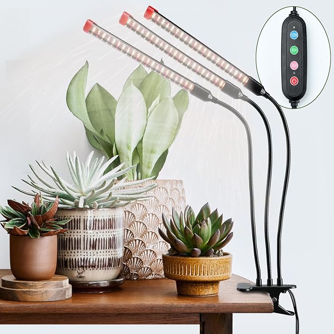 Gamechanger! 27W Power Home Plug, NOT 10W Adapter, FECiDA 3Head Clip Grow Lights for Seed Starting