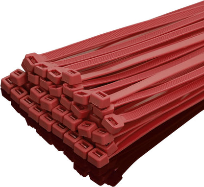 XINGO 12 Inch Red Zip Ties Heavy Duty 100 Pack, 120 LBS Tensile Strength, Premium Nylon Cable Wire