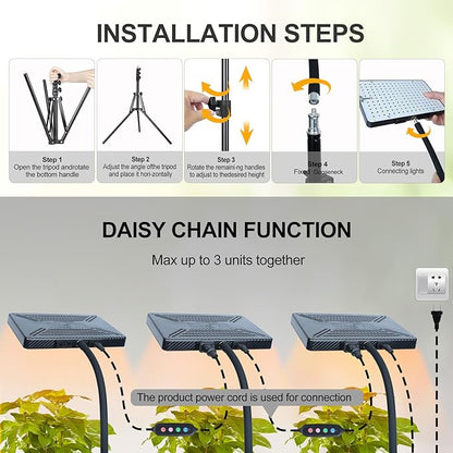 FECiDA Smart Control Tall Grow Light with Stand & Timer 4/8/12H, 25W Standing Grow Lights for