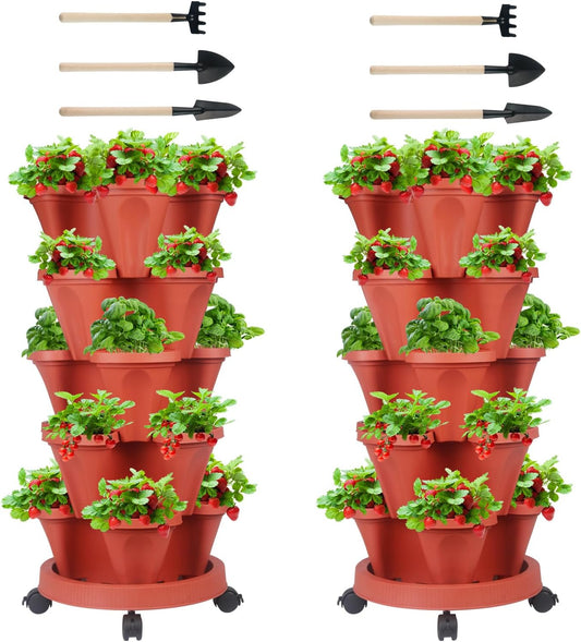 Vertical Planter 5 Tier Stackable Planters Garden Planters Strawberry Herb Flower and Vegetable