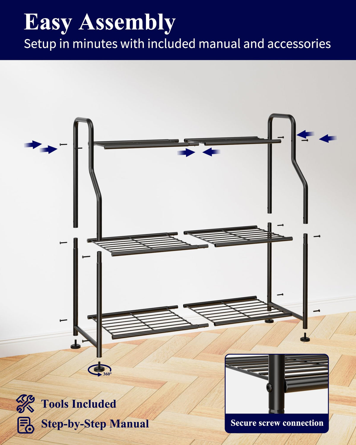 Kitsure 3-Tier Plant Stand Indoor & Outdoor, 27" x 11.4" x 29.3", Black