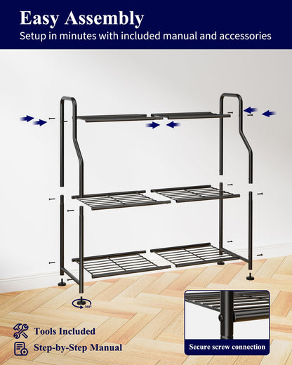 Kitsure 3-Tier Plant Stand Indoor & Outdoor, 27" x 11.4" x 29.3", Black
