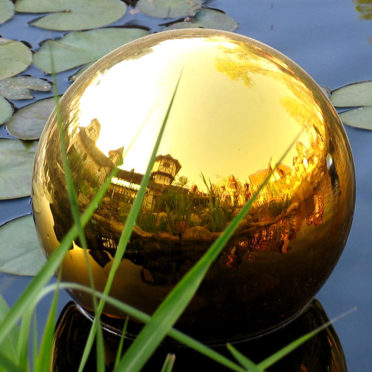 uxcell Gold Gazing Ball 6 Inch 150mm Reflective Sphere Polished Hollow Ball, Stainless Steel Gazing