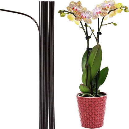 10-PCs 15-3/4" Plastic Coated Orchid Stakes for Plants Support, Bendable Orchid Support Stakes