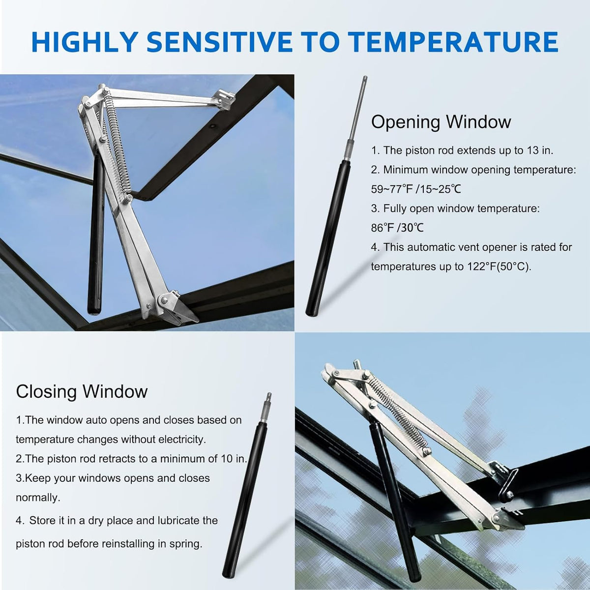 2 Pack Greenhouse Automatic Window Opener Kit - Roof Vent Auto Opener Solar Heat Sensitive