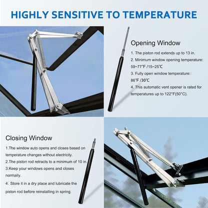 2 Pack Greenhouse Automatic Window Opener Kit - Roof Vent Auto Opener Solar Heat Sensitive