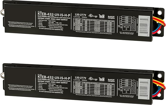 OHLECTRIC 2 Pack - Replacement for Keystone KTEB-432-UV-IS-H-P 4 Lamp T8 Electronic Fluorescent