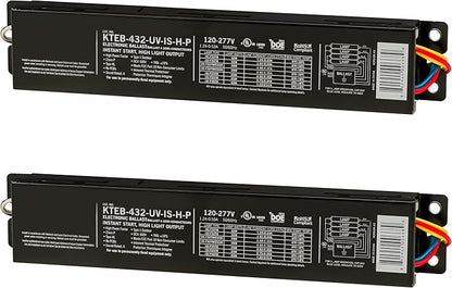 OHLECTRIC 2 Pack - Replacement for Keystone KTEB-432-UV-IS-H-P 4 Lamp T8 Electronic Fluorescent