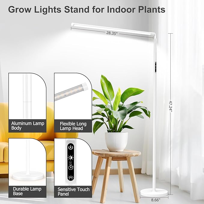 STERREN Grow Lights Stand for Indoor Plants, Full Spectrum Plant Floor Lamp for Indoor Growing, 22W