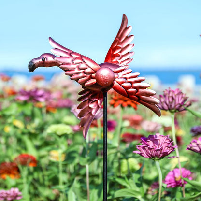 WONDER GARDEN Wind Spinners Outdoor - 2 Pack Small Metal Flamingo Wind Spinner Windmill, Wind