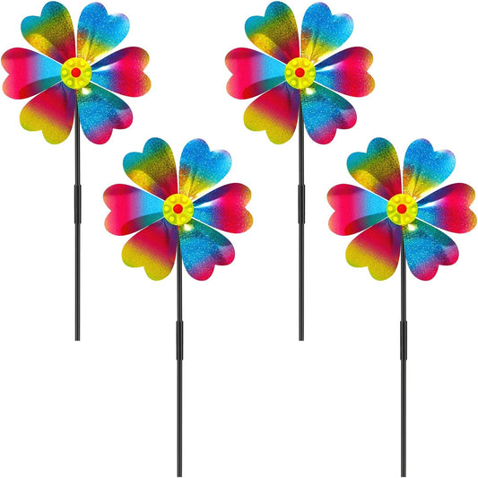 4PCS Wind Spinners for Yard and Garden, Sparkly Lawn Yard Decorations Pinwheels Colorful Whirligigs