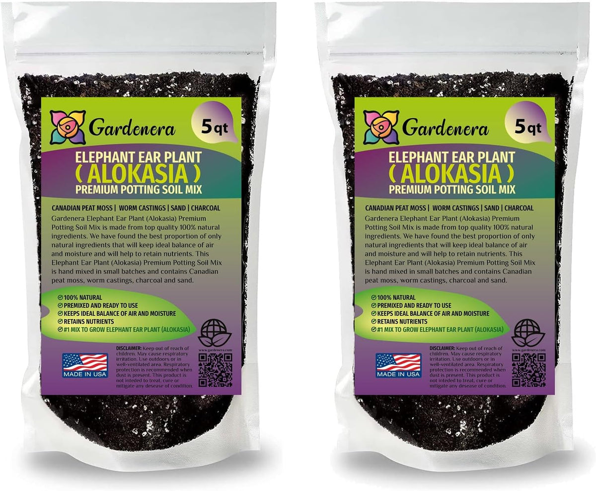 Gardenera Elephant Ear Plant Potting Soil - All-Natural Blend for Thriving Alokasia Plants