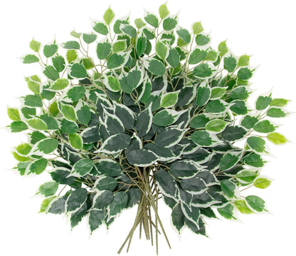 12PCS Ficus Leaves Artificial Branches 24" Faux Ficus Greenery Tree Branches Fake Ficus Leaves