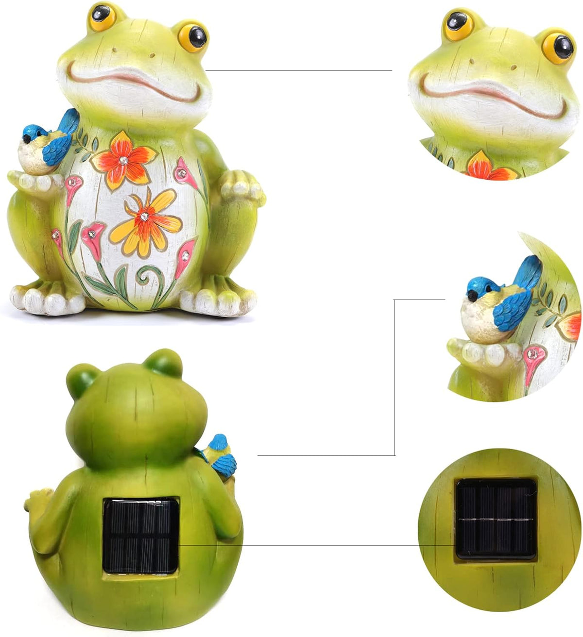 Outdoor Frog Sculptures,Solar Resin Garden Outdoor Statues,Christmas Decorations Frog Gifts