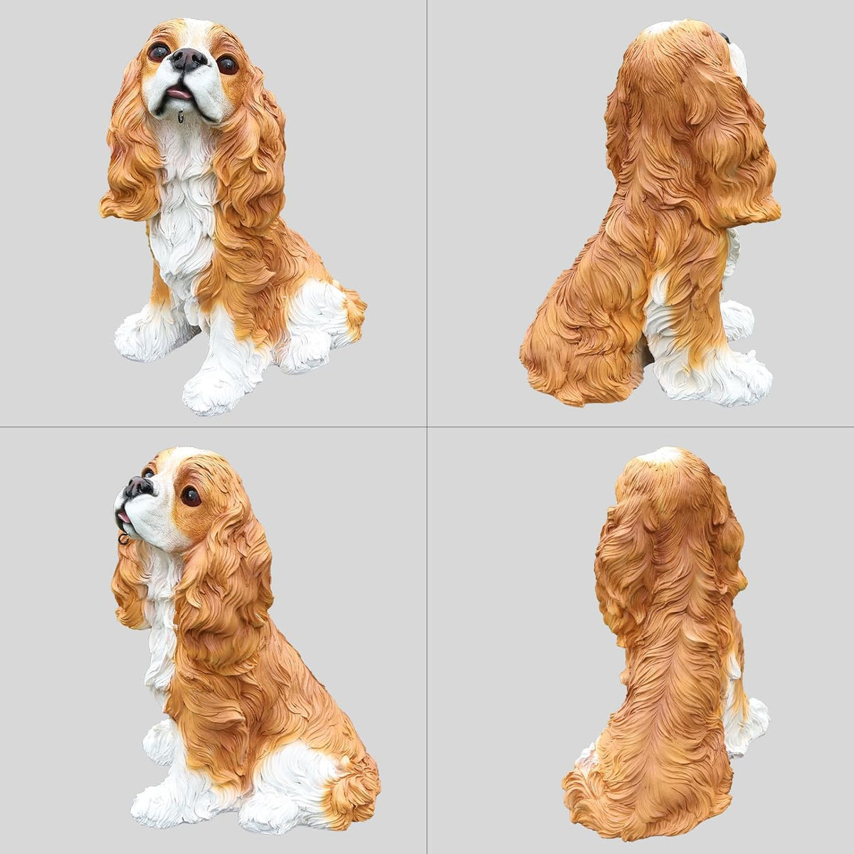 Cavalier King Charles Spaniel Outdoor Dog Statue with Reversible “Welcome/ON Patrol” Hanging Plaque