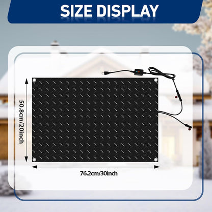 Riakrum 2 Pcs Heated Snow Melting Mats Outdoor, 20 x 30 in Winter Anti-Slip Heated Rubber Mat for