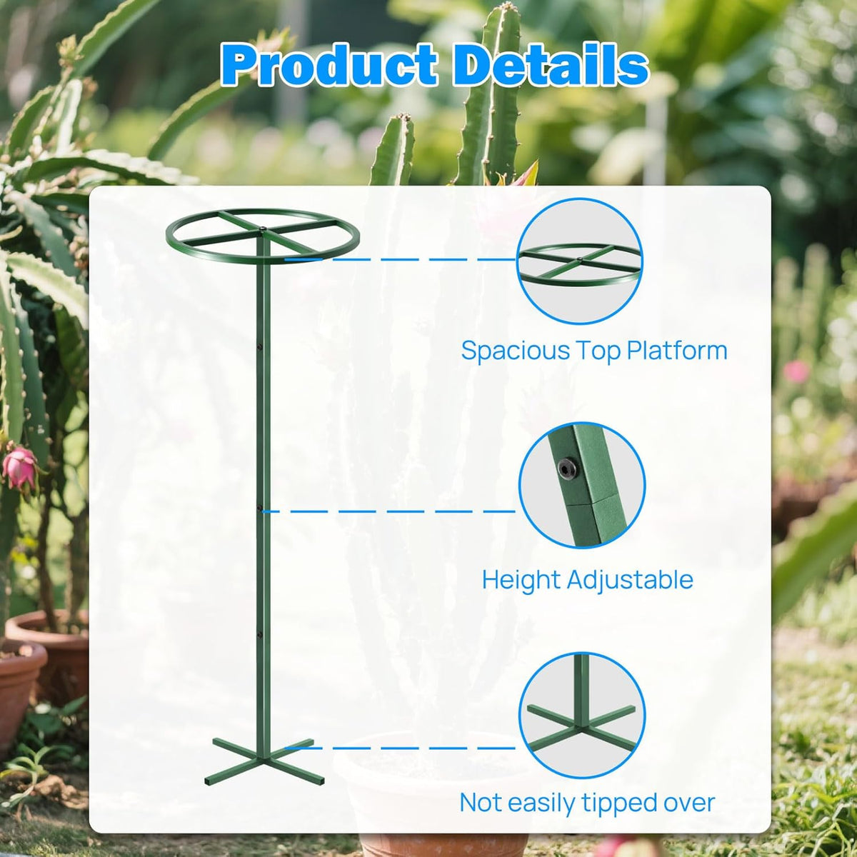 1 Pcs Adjustable Round Dragon Fruit Trellis,Durable Metal Plant Trellis Outdoor Climbing Plants