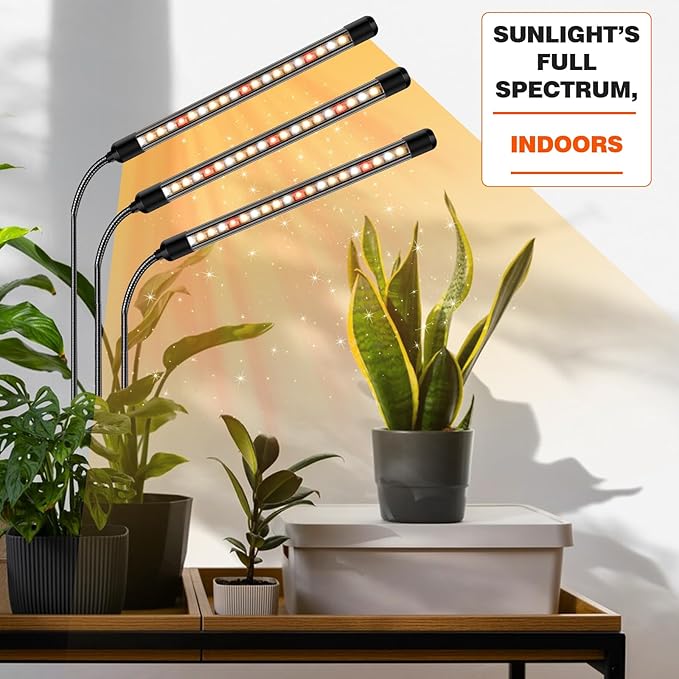 3 Heads Plant Lights for Indoor Growing, 2 Pack Grow Lights for Seed Starting, Full Spectrum Clip