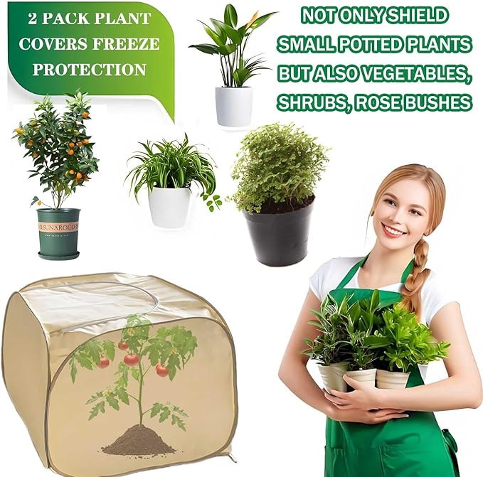 2 Pack Pop Up Plant Freeze Protection Covers, Shrub Frost Covers Outdoor Plant Protectors Frost