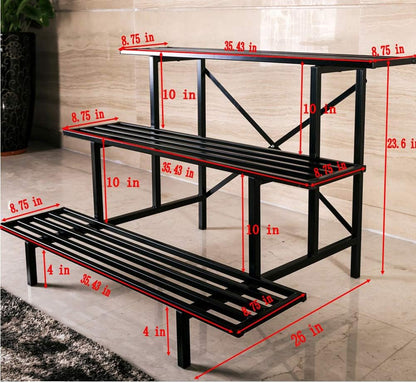 Zhongma 3 Tier Sturdy Metal Plant Stand, L35.43 x W26 x H23.6 inch, Heavy Duty Plant Holder for
