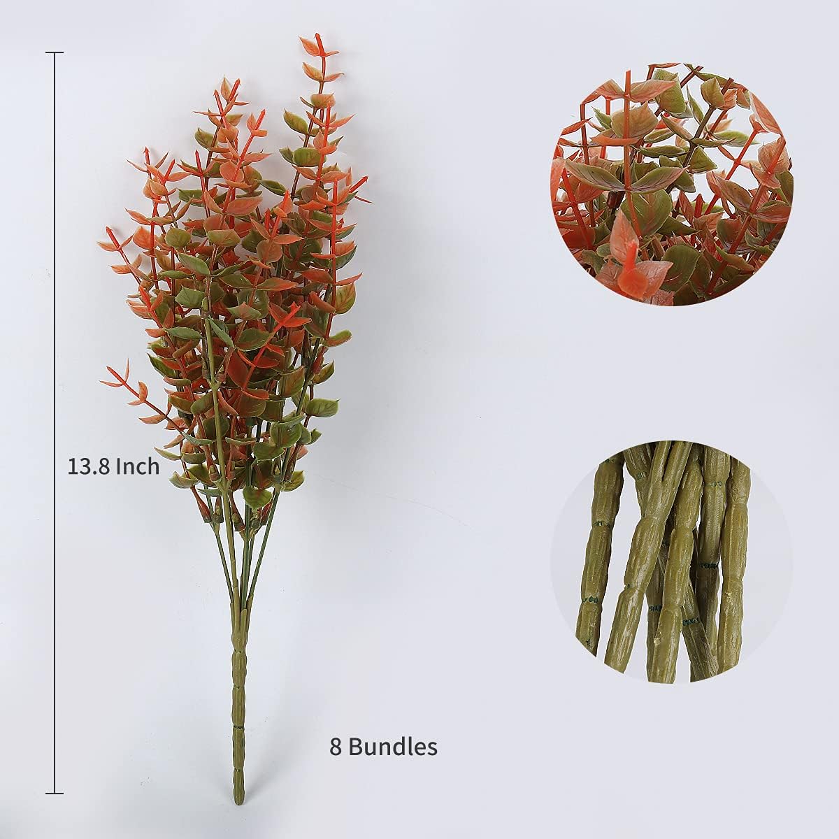 RECUTMS 8 Bundles Artificial Fall Flowers No Fade Faux Autumn Plants, Fake Indoor Outdoor Greenery