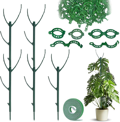 5pack Adjustable Plant Support Pole – Stackable Indoor/Outdoor Support Pole with Clamps, Suitable