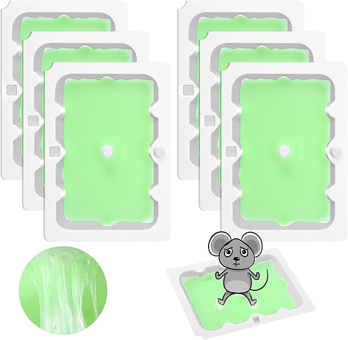 Qualirey 6 Pack Mouse Glue Trap, Super Sticky Traps Mouse Size for Mice and Rats, Pre-Scented, Non