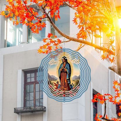 Virgin Mary Prayer Wind Spinner, Metal Wind Spinners Outdoor Indoor,Virgin Mary Hanging Garden