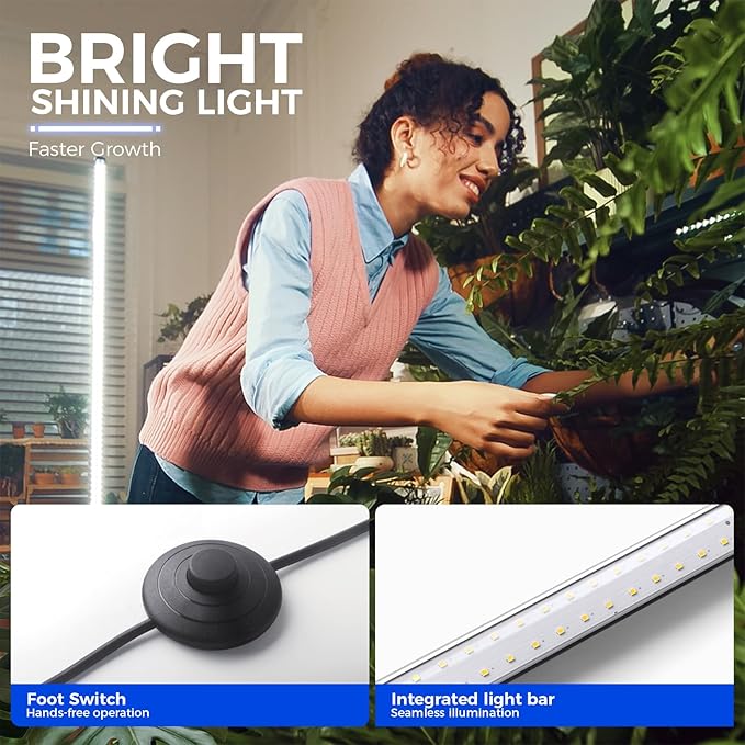 Barrina Vertical Grow Light T10, 42W 5000K, Full Spectrum LED Plant Light for Indoor,Standing Wide