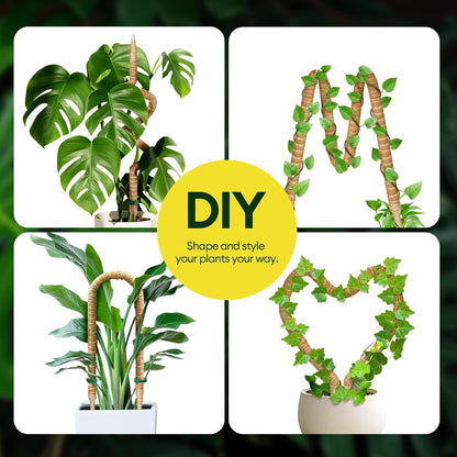 3-Pack 28” Bendable Moss Pole Monstera Plant Support for Climbing Indoors Plants, Coir Moss Poles