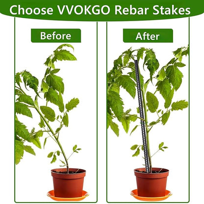 VVOKGO Rebar Stakes 15 Inches Ground Concrete Form Stakes (16pcs), 3/8" Diameter Straight Metal