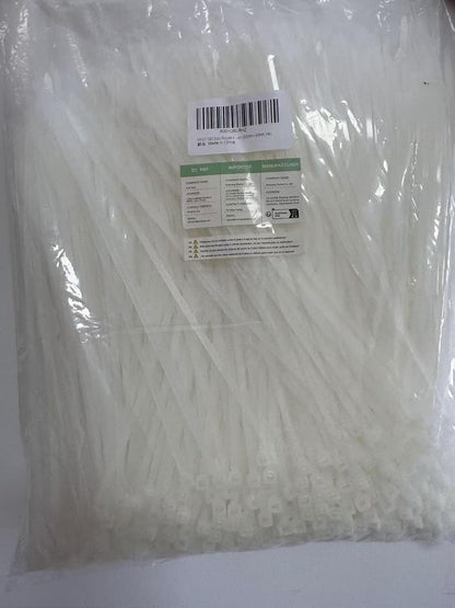 XINGO 1000 PCS White Zip Ties 8 Inch, 60 LBS Tensile Strength, Self-Locking Nylon Plastic Nylon